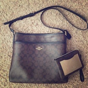 Coach Zip File Crossbody Bag & Wristlet